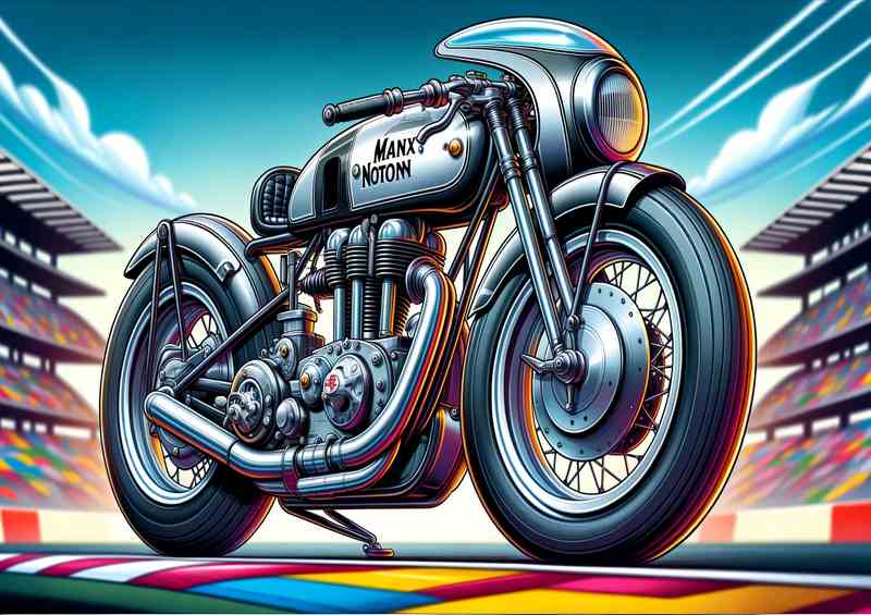 Cartoon Manx Norton Motorcycle Art A cartoon style