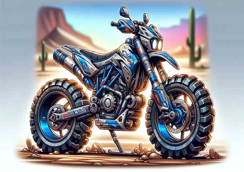 Cartoon Metisse Desert Race Motorcycle Art