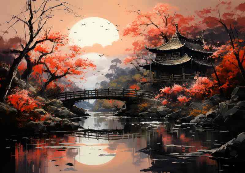 Lake Luminescence Beneath Blossom Arches