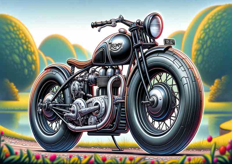 Cartoon Triumph Model H Metal Poster