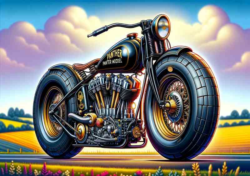 Panther Model Motorcycle Art A cartoon style