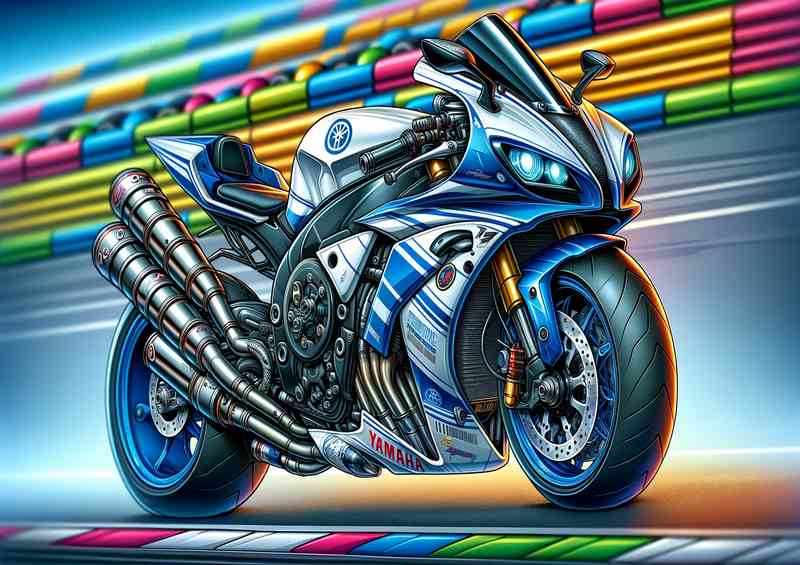 Yamaha R1 Motorcycle Art A cartoon style