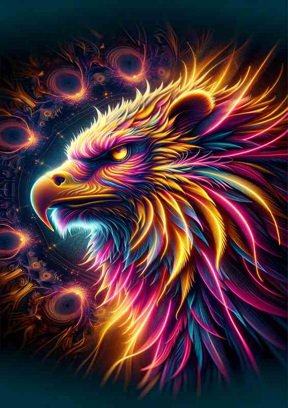 Mystic Griffin Neon Metal Art