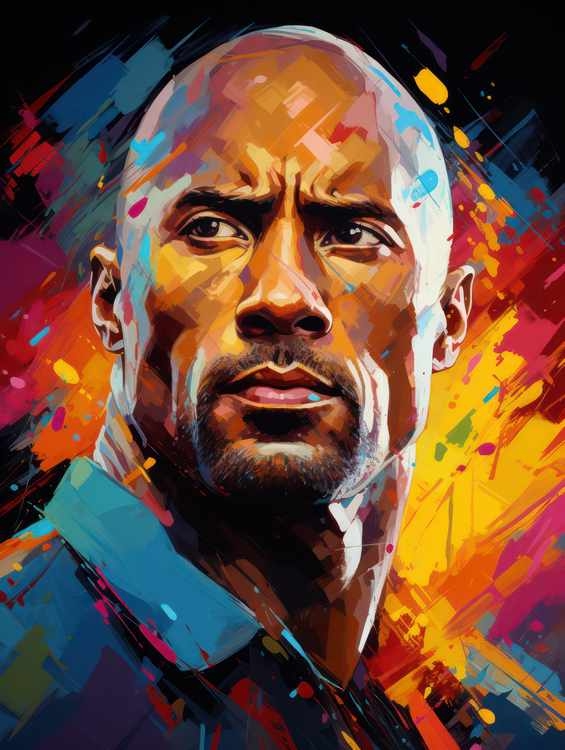 Dwayne Johnson colourful painting stle