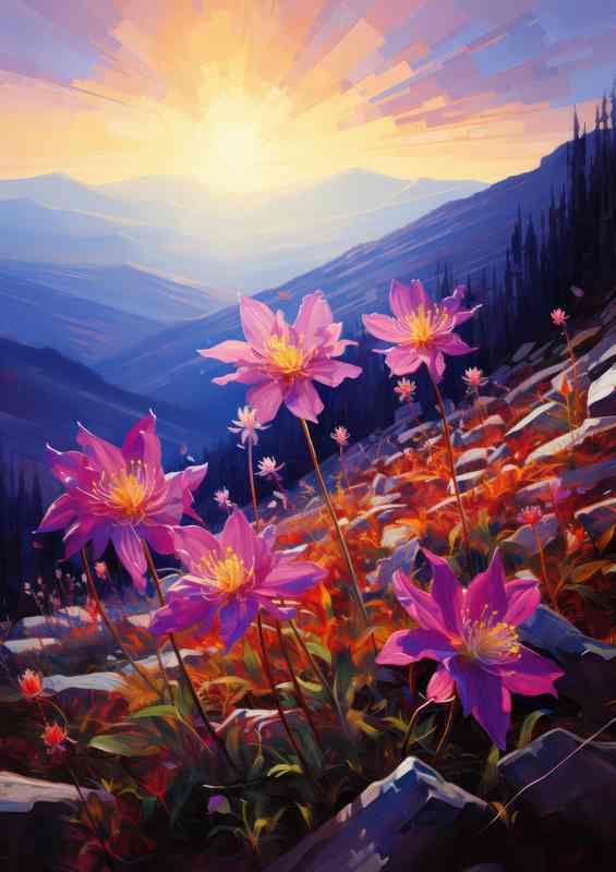 Pink flowers in the mountains