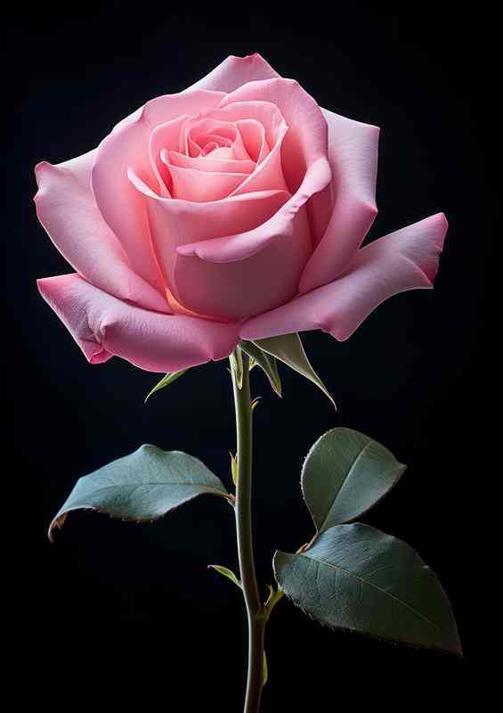 Pink single rose and a dark background