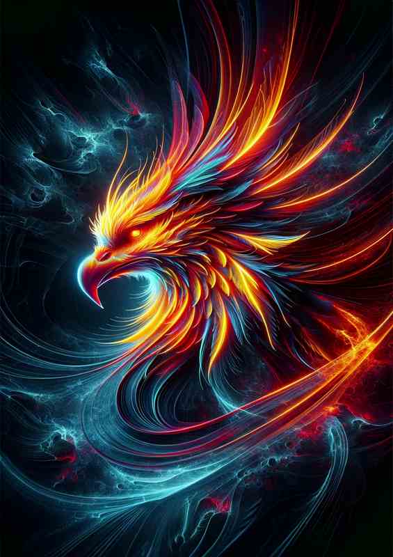 Neon Phoenix Metal Poster
