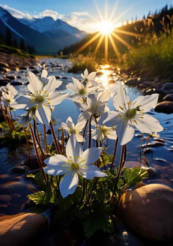 Mountain Sunrise Wild Columbine Metal Poster
