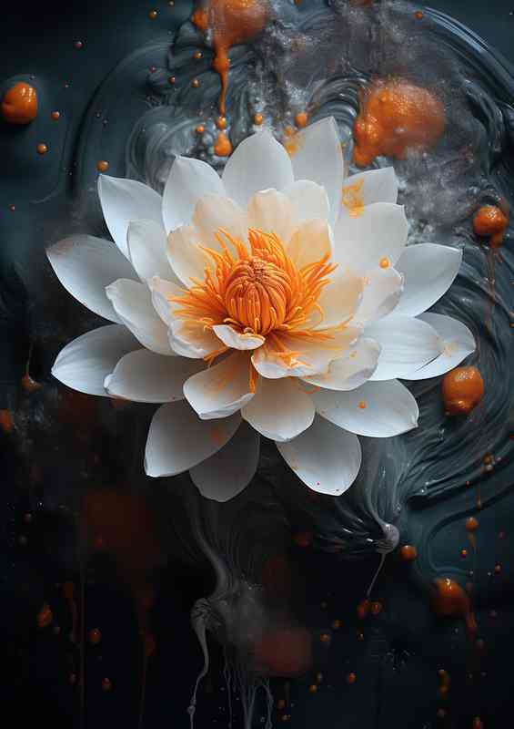 white and orange flower in the water