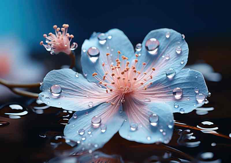 Pink flower with water drops