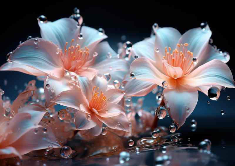 Pleats of flowers with water droplets on the pettles
