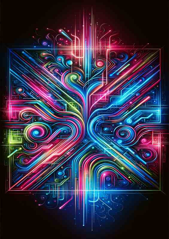 Neon Abstract Metal Poster - Mesmerizing Art