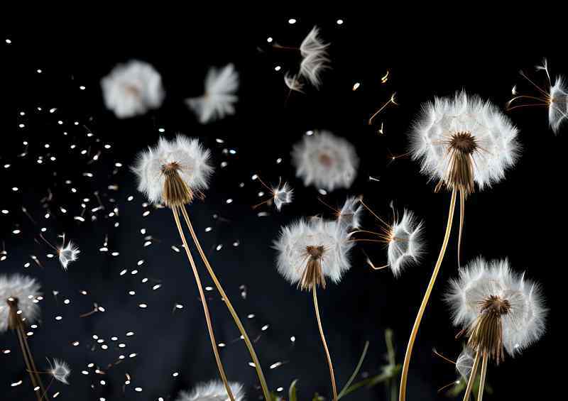 white dandelion blowing in the breeeze