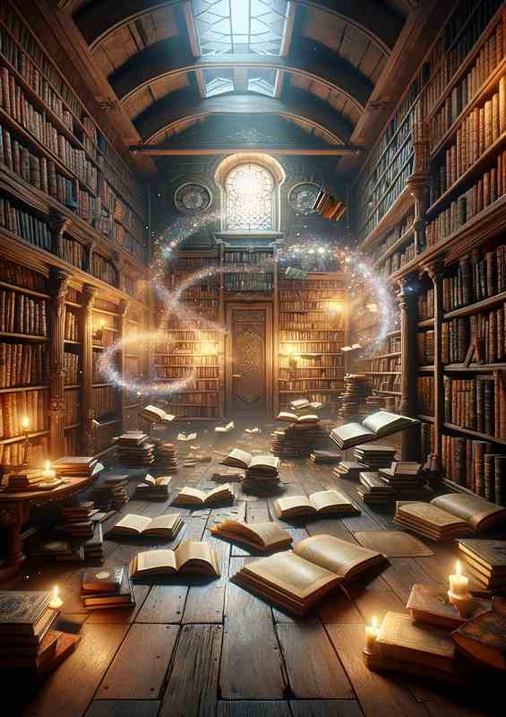 an enchanted bookshop with books