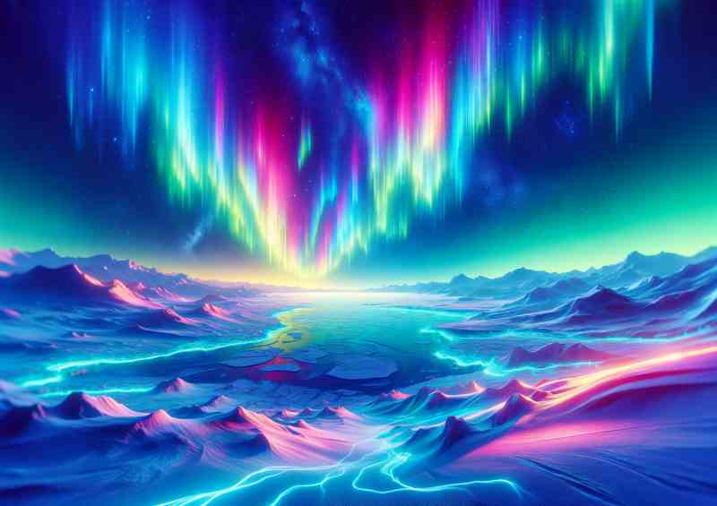 A Neon Aurora over an Icy Tundra