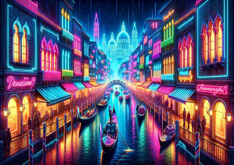 A Neon Festival in a Venice like City