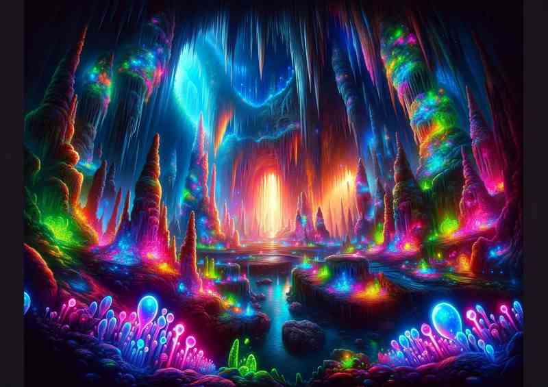 Neon Cave Symphony Metal Poster