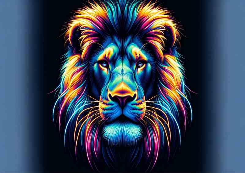 Lion Art Metal Poster - Neon Vibes