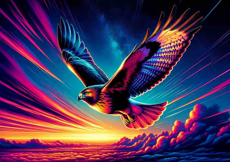 Neon Hawk Metal Poster