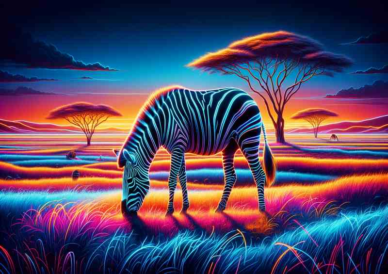 A zebra grazing on the savannah
