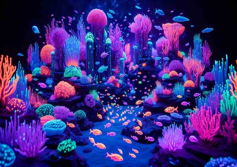 Glowing Neon Coral & Bio Fish
