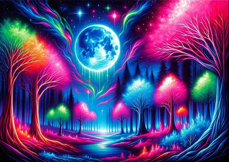 Neon Landscape Metal Poster - Surreal Vibes