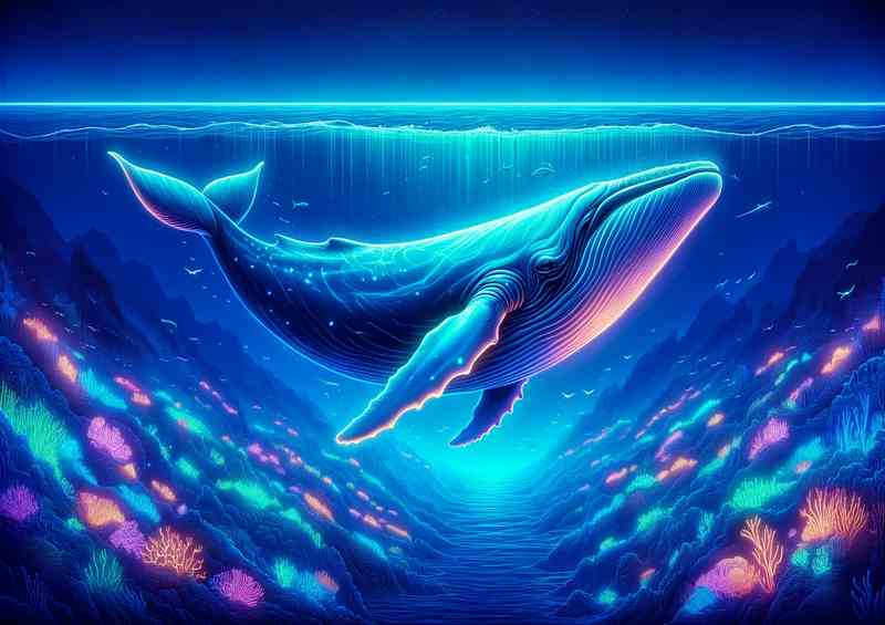 Neon Ocean Blue Whale