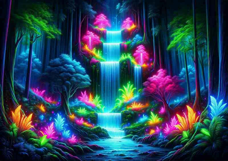 Mystical Forest | Neon Waterfall