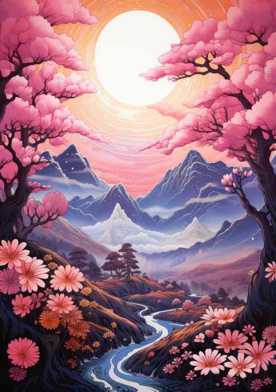 Japans Best Cherry Blossom with a full moon view