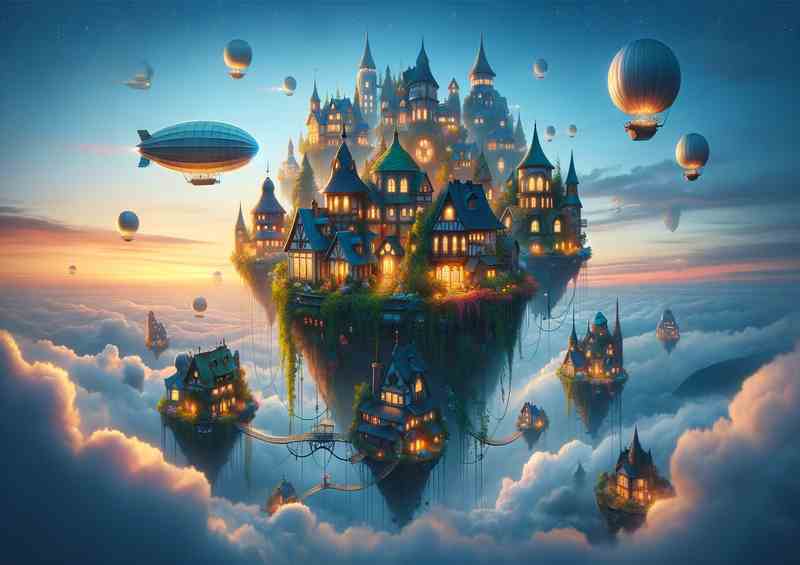 Whimsical Sky Village floating isles