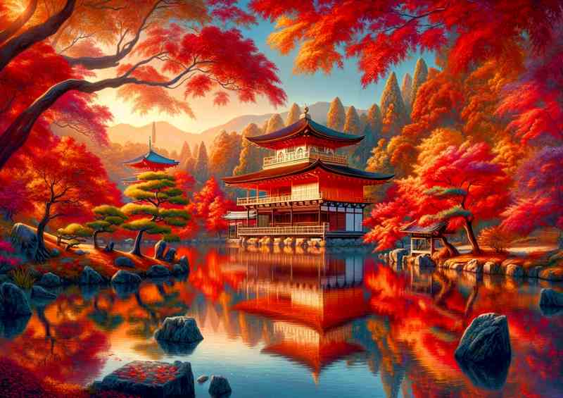 Kyoto Japan Maple Trees Metal Poster