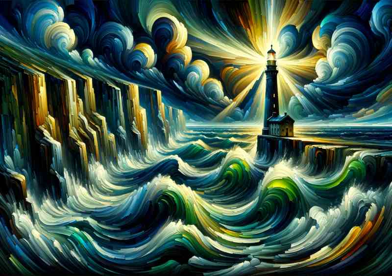 Lighthouse Beacon A Stormy Seascape