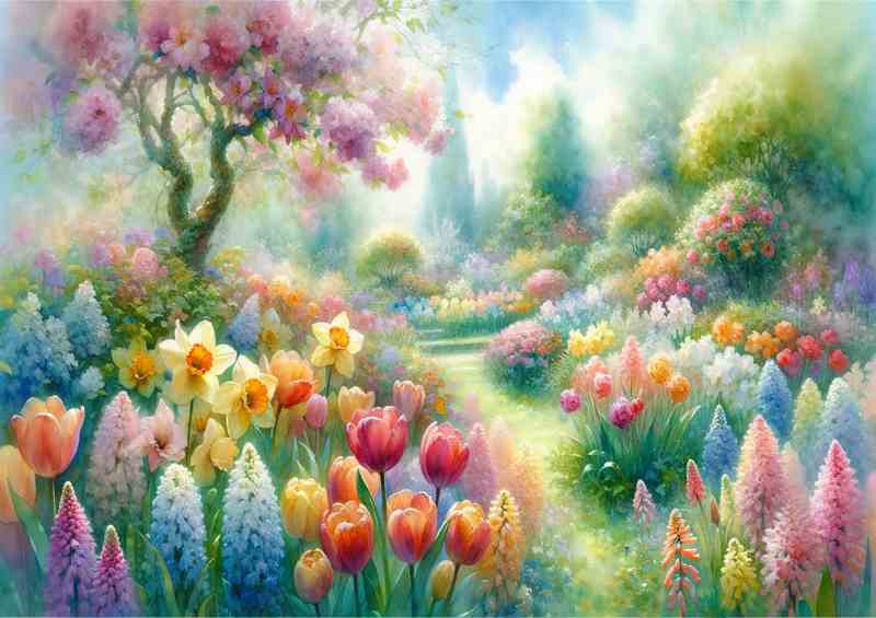 Spring Serenade A Floral Garden Watercolor Style