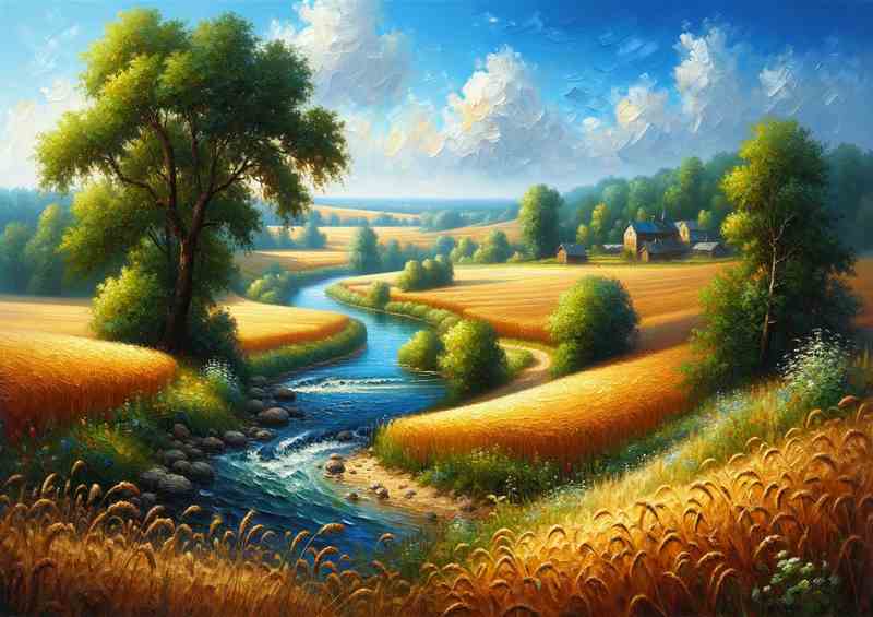Summers Bliss Rural in Oil Painting Style