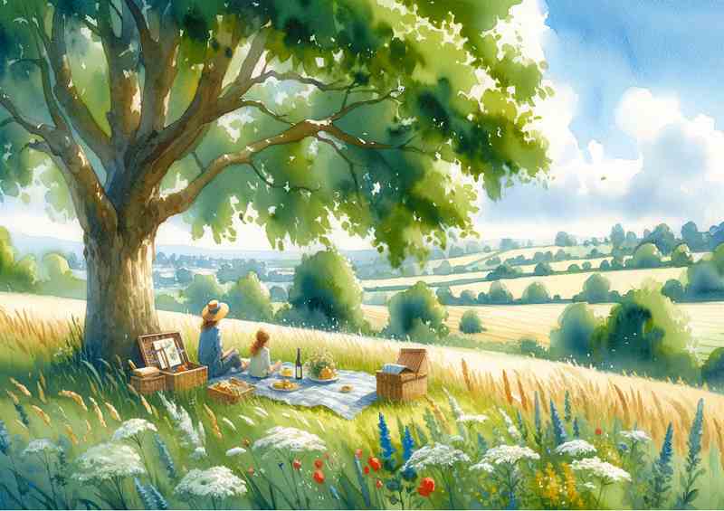 Summers Joy A Country Picnic in Watercolor Style