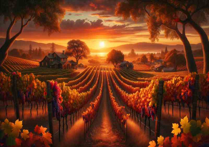 Sunset Symphony The Rustic Autumn Vineyard