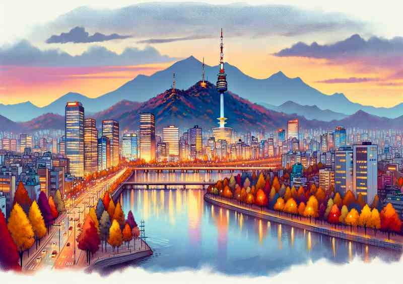 Autumn evening in Seoul South Korea