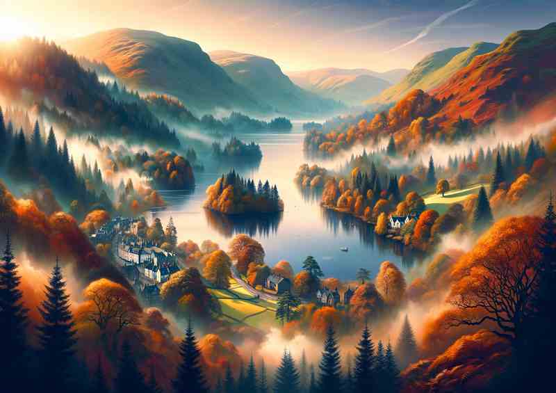 Mist-Rising Lake District UK Metal Poster - Autumn Mornings