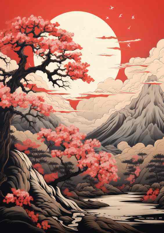 Wandering Cherry Trees Metal Poster
