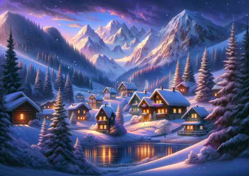 Winters Whisper A Mountain Village at Twilight