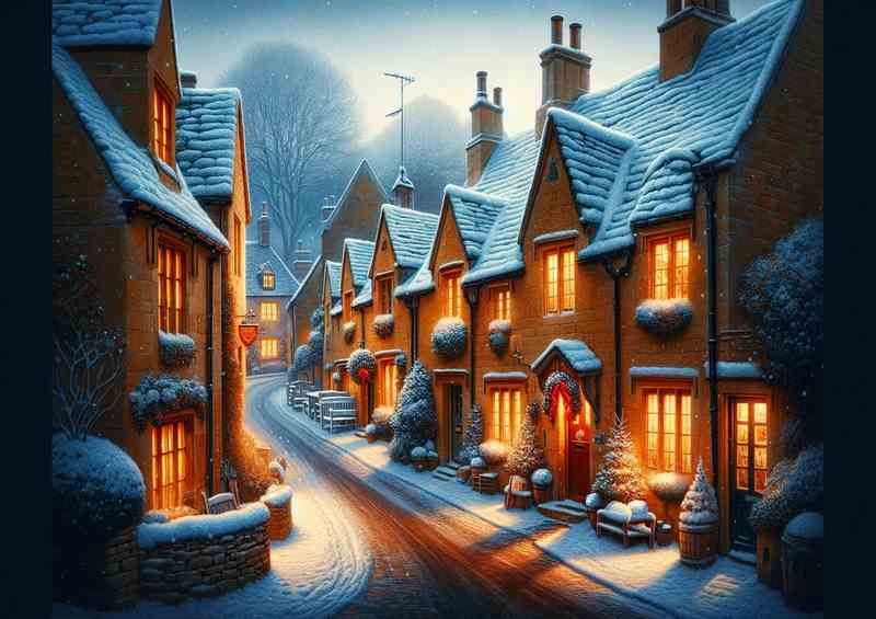 Cozy Hearth A Snowy Evening in a Cotswolds Village