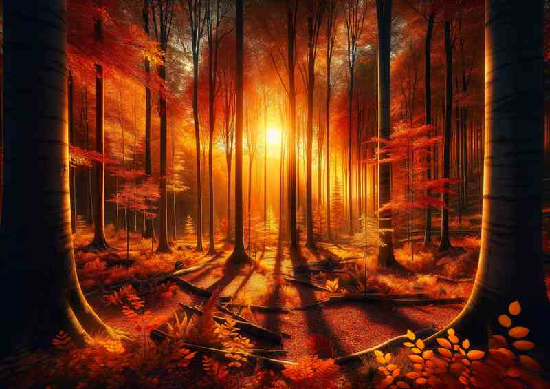 Autumns Golden Whisper A Forest at Sunset