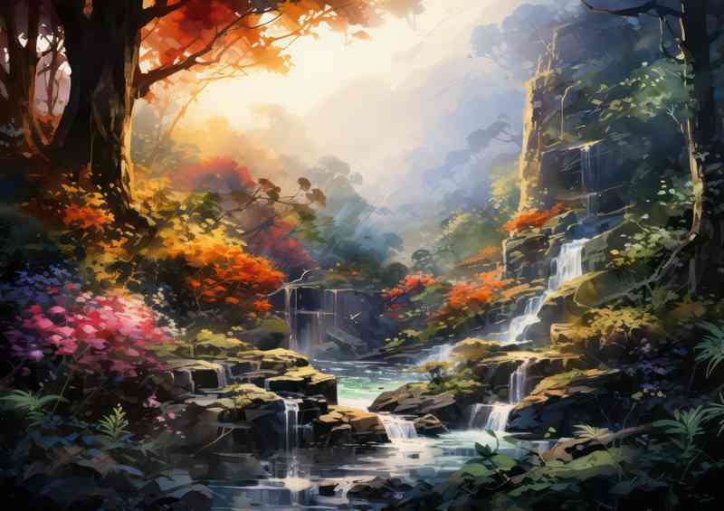 Japan waterways painted style