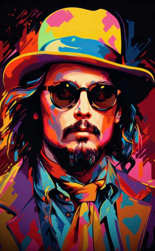 Johnny Depp with glasses and hat