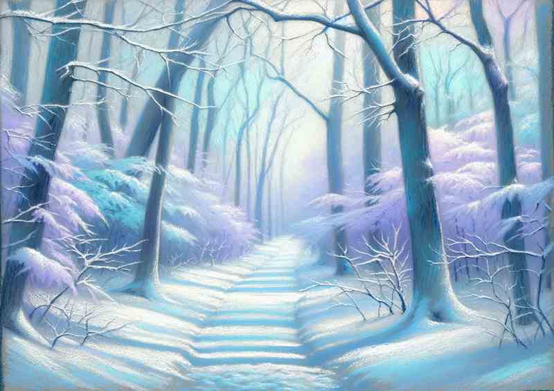 Tranquil Tones A Snow Covered Forest Path
