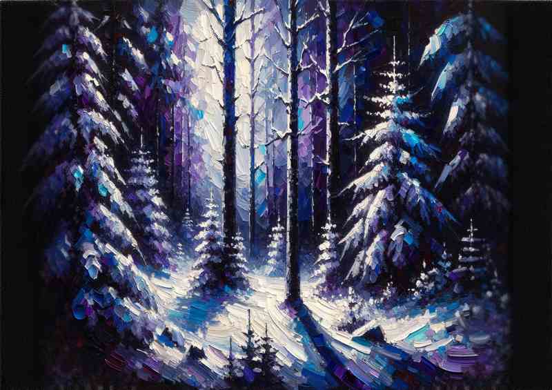 Whispering Pines Winter Forest in Expressionist Style