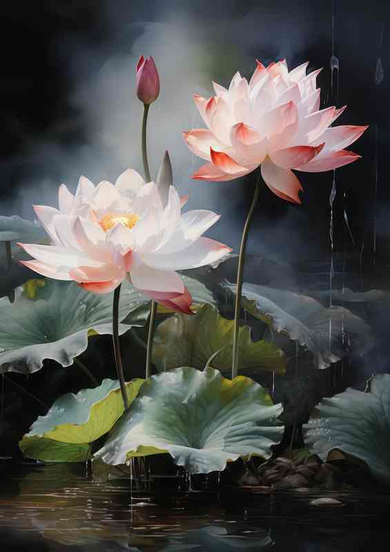 water flower with lilly pads koi pond