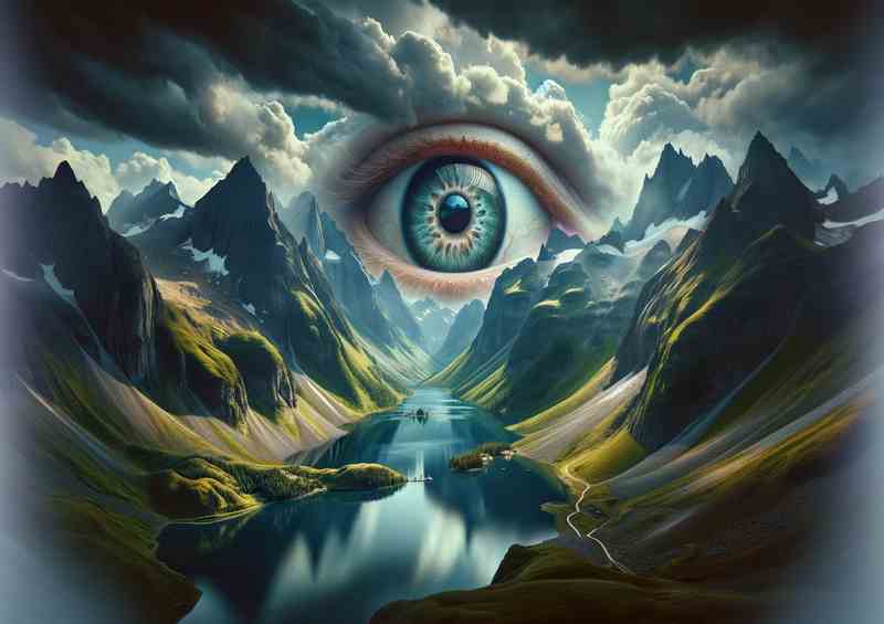 Surreal Vision Mysterious Eye Mountain Landscape