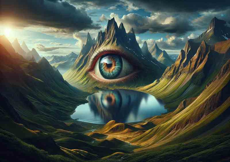 Vision Mysterious Eye Mountain Landscape surreal art