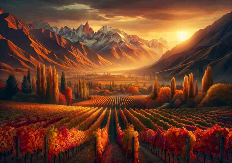 Autumn evening in the vineyards of Mendoza Argentina